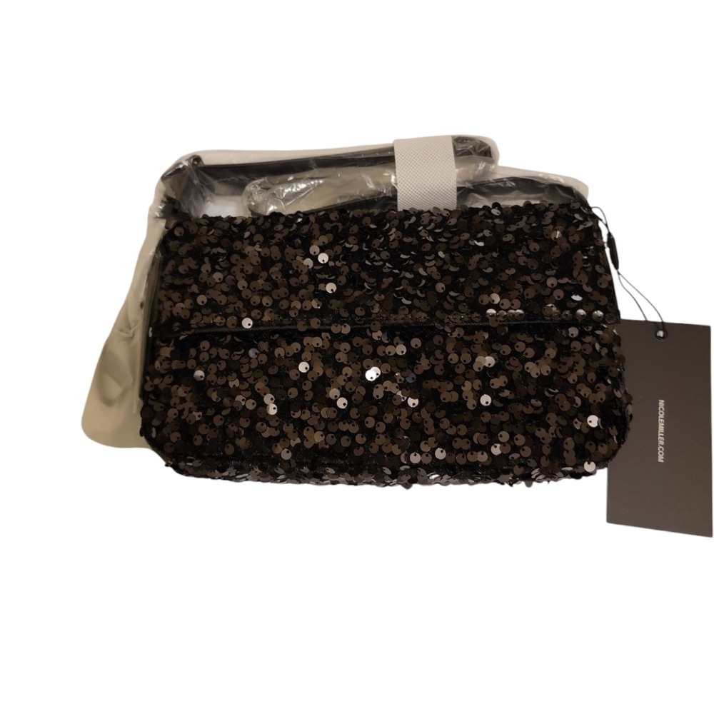 NWT Nicole MILLER Sequin Black Crossbody Bag